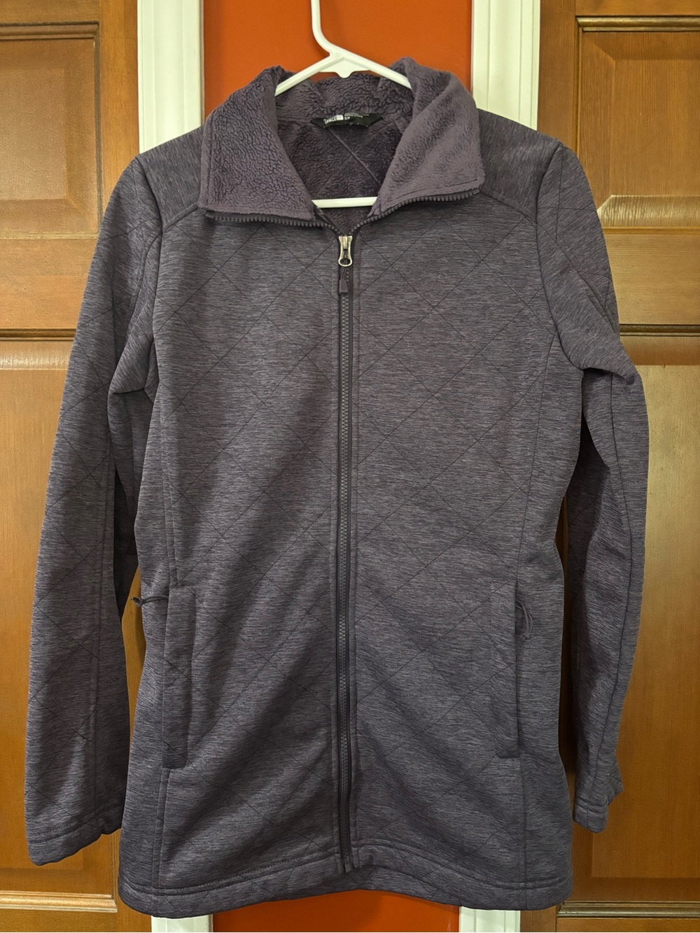 The North Face Quilted Full‑Zip Teddy Jacket in Heather Purple